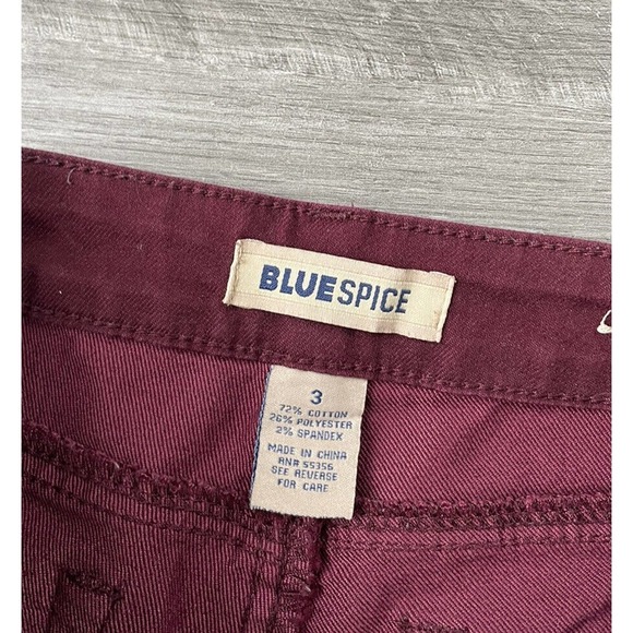 Blue Spice Juniors Maroon Skinny Ankle Jeans Size 3 Stretch Raw Hem M8 - Picture 4 of 6